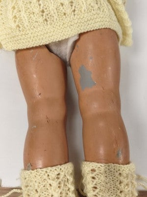 Poupée Ratti ancienne Made in Italy cheveux blonds pull tricot crème yeux bleus