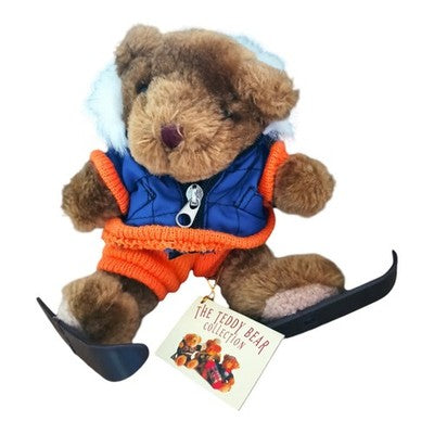 Peluche ours skieur vintage The Teddy Bear Collection avec étiquette d'origine