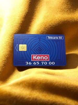 Télécarte 50 unités Keno vintage bleue puce France rare carte téléphonique