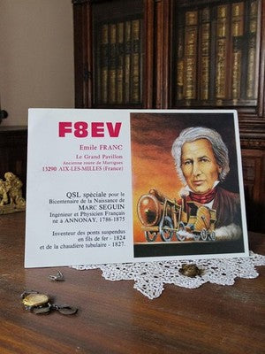 Carte QSL radio amateur vintage F8EV Marc Seguin rétro déco murale France