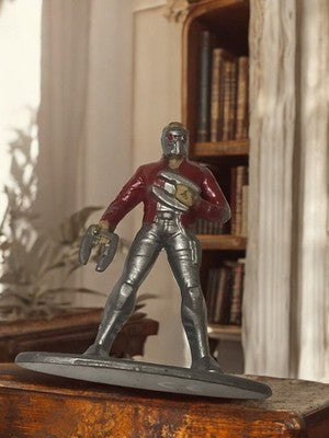 Figurine métal Marvel vintage rare, super-héros gris rouge, petite taille
