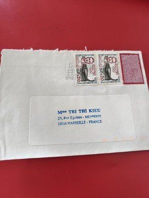 Ancienne enveloppe timbrée oblitérée, France, philatélie, collection vintage