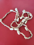 Collier ancien vintage en coquillages naturels, bijou rétro ethnique, grand form