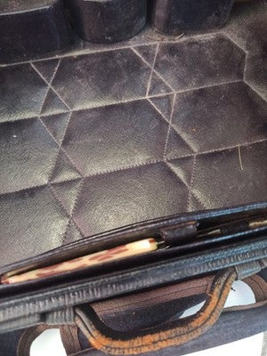 Valise de rasage vintage homme, accessoires bakélite, trousse ancienne rétro
