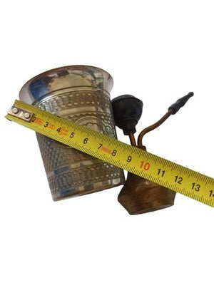 Gobelet métal argenté gravé + pulvérisateur laiton vintage déco orientale