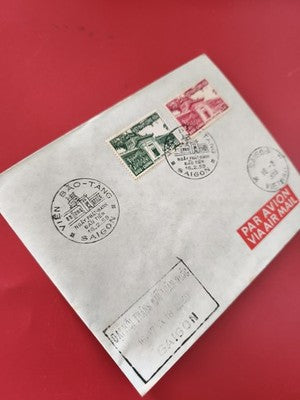 Ancienne lettre FDC Vietnam 1959 timbres Saigon cachets collection vintage