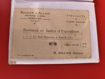 Ancienne carte visite Rossier & Allain Paris Louvre vintage, bureaux exposition
