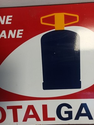 Plaque émaillée ancienne TOTALGAZ butane propane vintage pub rétro