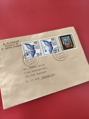 Ancienne enveloppe philatélique timbres oblitérés Allemagne 1997 collection