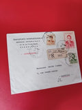 Ancienne lettre recommandée Casablanca timbres oblitérés Maroc vintage philatéli