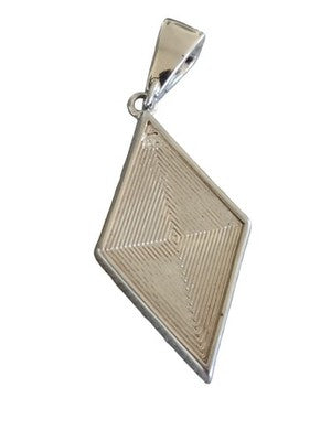 Pendentif Pierre Lang losange rhodium, cristal bicolore signé bijou