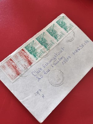 Ancienne enveloppe timbrée Algérie oblitérée, philatélie collection vintage