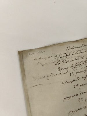 Lettre manuscrite administrative 1797, ancien bordereau XVIIIe français