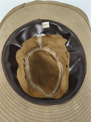 Chapeau militaire USA ancien toile kaki cuir, chapeau de campagne