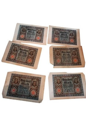 Lot 6 billets 100 Mark Allemagne 1920 décor floral Billets anciens
