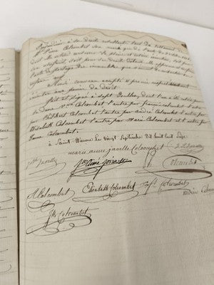 Acte manuscrit 1816 papier timbré Louis XVIII succession Colombet XIXe