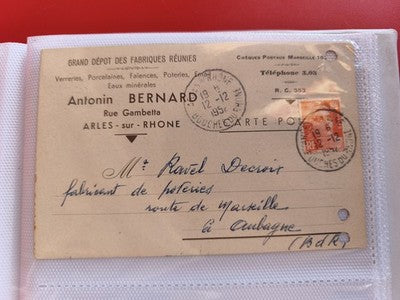 Carte postale ancienne oblitérée Antonin Bernard Arles philatélie années 1950