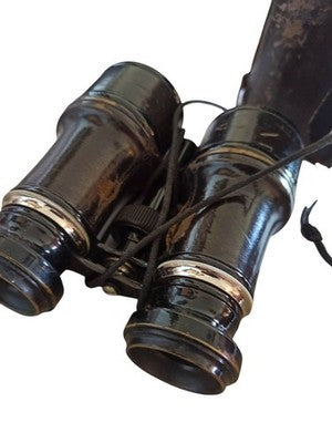 Jumelles anciennes vintage avec étui rigide, optique noire, paire binoculars rét
