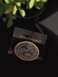 Broche vintage Incomparable ovale motif graphique, deadstock, style ethnique