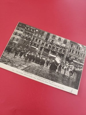 Ancienne carte postale Strasbourg 1918, oblitérée, visite présidentielle, philat