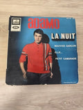 Vintage 45 tours Adamo "La Nuit" pochette bleue, disque ancien collection