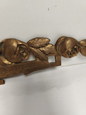Ornement ancien en bronze doré décor floral rosace applique dessus porte