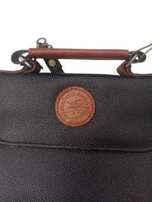 Sac à main David Jones Paris vintage cuir noir poignée marron élégant
