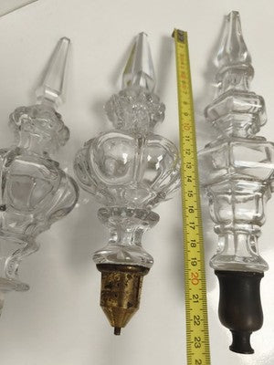 Lot de pampilles anciennes cristal pour lustre décoratif, embouts variés