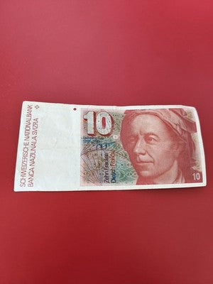 Billet ancien suisse 10 francs vintage, collection numismatique, rétro Helvétie