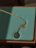 Collier vintage pendentif étoile de mer, chaîne fantaisie dorée rétro ancien