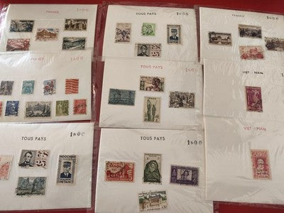 Lot anciens timbres collection vrac tous pays France Indochine Vietnam philatéli