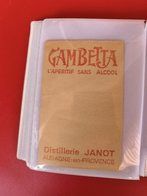 Carte publicitaire ancienne Gambetta Distillerie Janot Aubagne vintage rétro