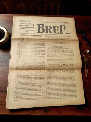 Journal ancien BREF 1928 presse rétro vintage Paris hebdomadaire papier d'époque