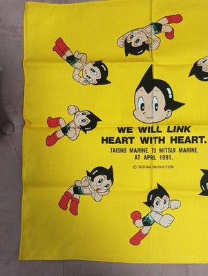 Yellow vintage 1991 Astroboy bandana Tezuka Production Japan Maritime Self-Defense Force