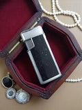 Briquet vintage noir métal chromé rétro, état non testé, accessoire ancien