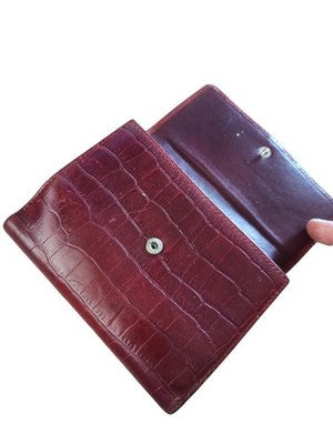 Porte-monnaie vintage Alexander cuir marron effet croco rétro ancien porte-feuil