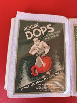 Ancien papier publicitaire vintage Poudre Dops médecin illustration rétro