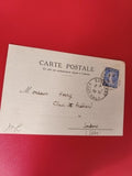 Carte postale ancienne timbre oblitéré bleue philatélie collection vintage