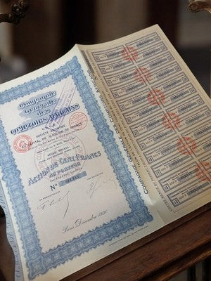 Action au porteur Compagnie Générale Comptoirs Africains 1930 vintage document a