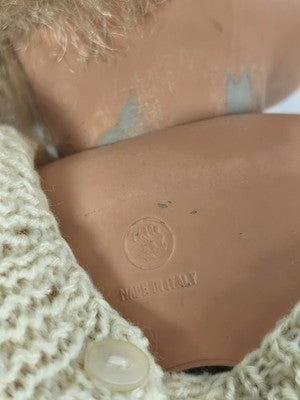 Poupée Ratti ancienne Made in Italy cheveux blonds pull tricot crème yeux bleus
