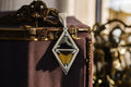 Pendentif Pierre Lang losange rhodium, cristal bicolore signé bijou