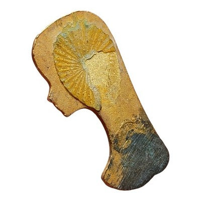 Plaque religieuse miniature dorée visage Vierge, statuette décorative ornement