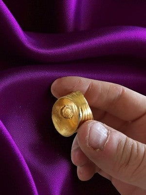 Bague vintage Clara plaquée or large ondulée, anneau signé, bijou rétro
