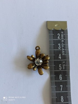Pendentif fleur vintage doré Remy Dis Paris strass années 80, Made in France