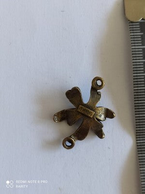 Pendentif vintage fleur bronze Remy Dis Paris strass orange années 80-90