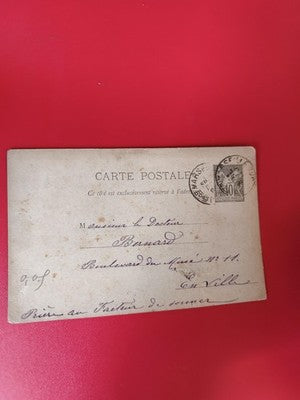 Carte postale ancienne timbre oblitéré France, collection philatélie vintage