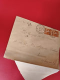 Ancienne lettre vintage avec timbres oblitérés France 25c, collection philatélie
