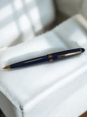 Stylo bille ancien WFR bleu marine doré vintage, écriture rétro rare