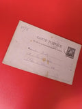 Ancienne carte postale 1876 avec timbre oblitéré, collection philatélie vintage