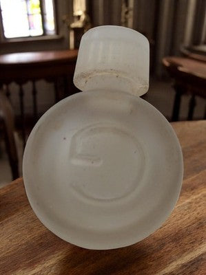 Miniature parfum vintage Giv, flacon rond verre dépoli, ancien rare